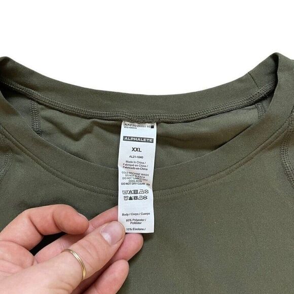 NWOT Alphalete Womens Dark Green Collective LS Long Sleeve Cropped Tee Sz XXL - Picture 3 of 4